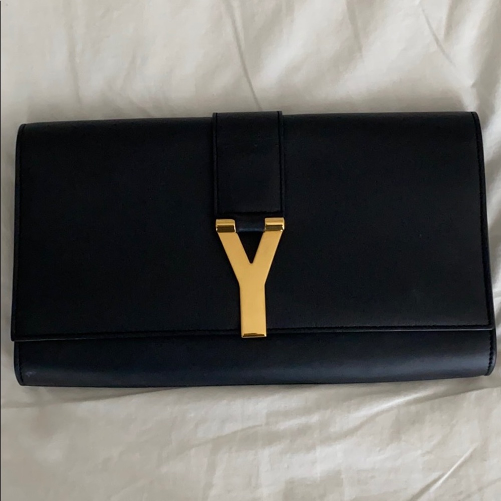 Saint Laurent Y Ligne Calfskin Leather Clutch